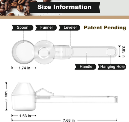 2-in-1 Precision Coffee Scoop & Funnel – No-Spill 2-Tbsp Measuring Spoon for Reusable K-Cups, Ground Coffee & Protein Powder