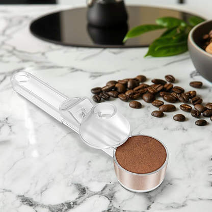 2-in-1 Precision Coffee Scoop & Funnel – No-Spill 2-Tbsp Measuring Spoon for Reusable K-Cups, Ground Coffee & Protein Powder