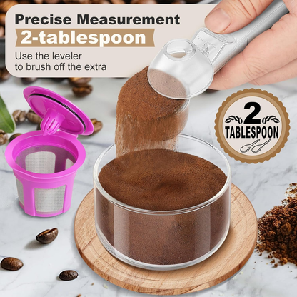2-in-1 Precision Coffee Scoop & Funnel – No-Spill 2-Tbsp Measuring Spoon for Reusable K-Cups, Ground Coffee & Protein Powder