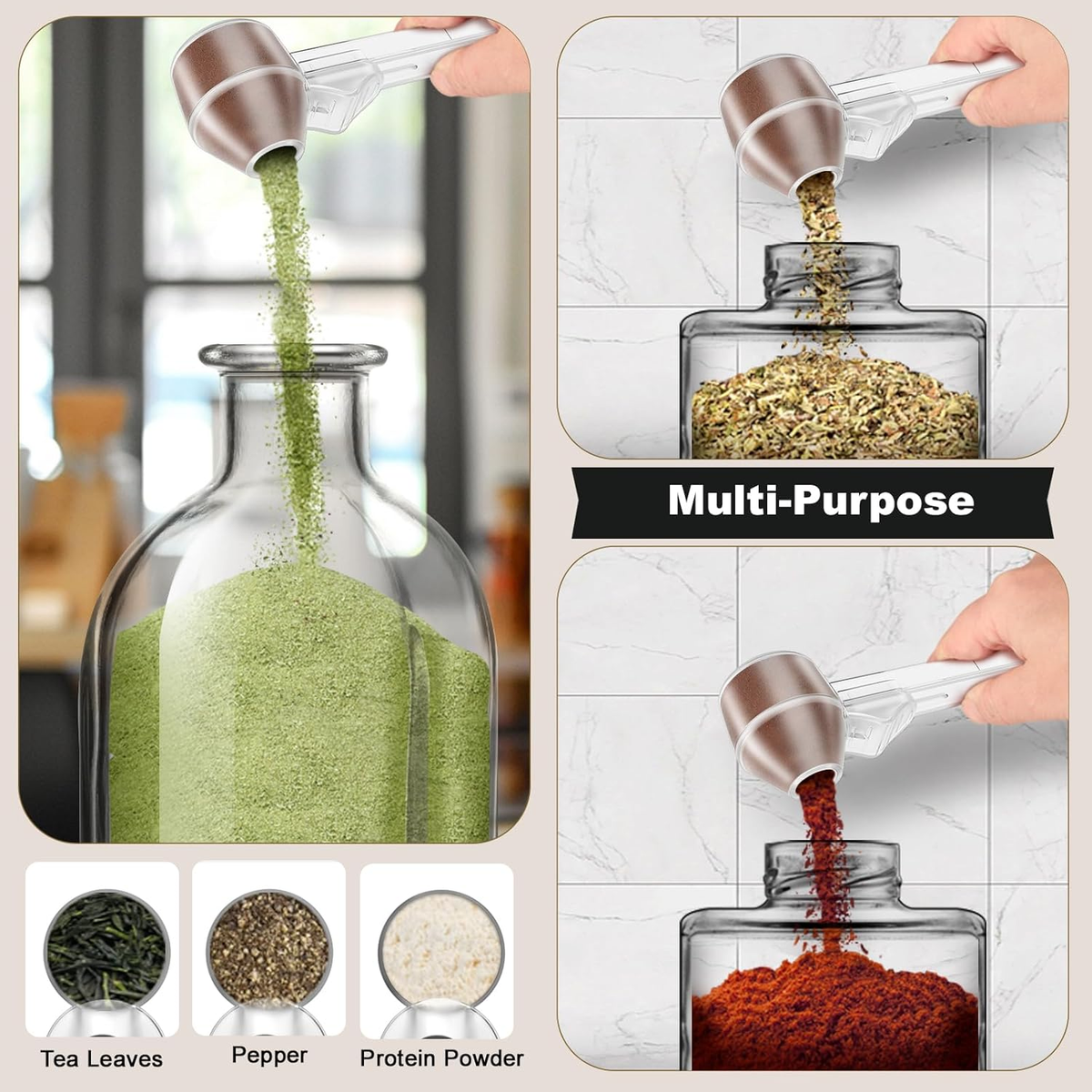 2-in-1 Precision Coffee Scoop & Funnel – No-Spill 2-Tbsp Measuring Spoon for Reusable K-Cups, Ground Coffee & Protein Powder