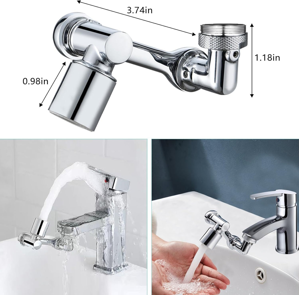 PolarPosh™ 1080° Swivel Extender — Durable Alloy & Dual Spray Modes