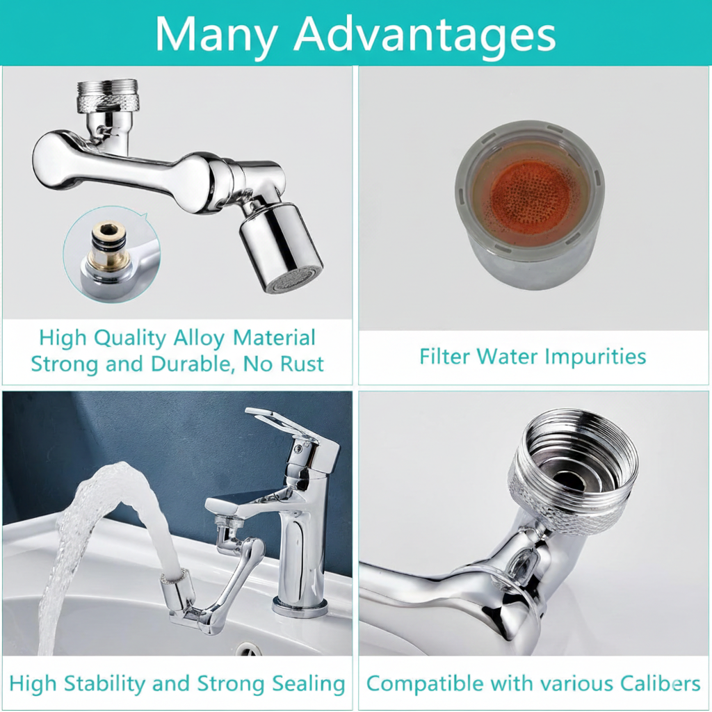 PolarPosh™ 1080° Swivel Extender — Durable Alloy & Dual Spray Modes